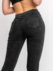 Bolf Damen Jeggings aus Denim Jeggings Schwarz  W7059