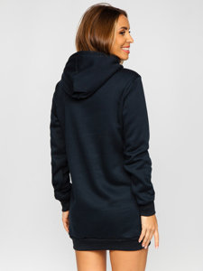 Bolf Damen Kapuzenpullover Lang Dunkelblau  YS10003-A