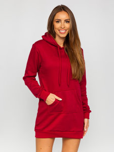 Bolf Damen Kapuzenpullover Lang Weinrot  YS10003-A