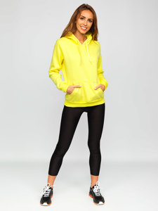 Bolf Damen Kapuzenpullover mit Kängurutasche Gelb-Neon  W02B