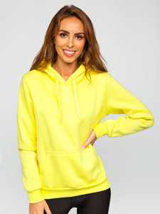 Bolf Damen Kapuzenpullover mit Kängurutasche Gelb-Neon  W02B