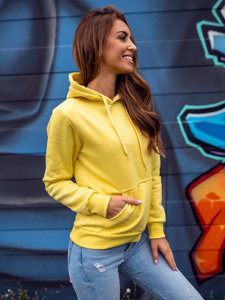 Bolf Damen Kapuzenpullover mit Kängurutasche Gelb-Neon  W02B