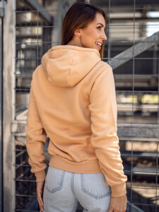 Bolf Damen Kapuzenpullover mit Kängutasche HellbeigeW02B