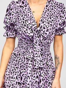 Bolf Damen Kleid Leopardenmuster Violett  6986