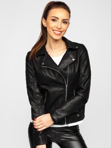 Bolf Damen Kunstlederjacke Bikerjacke Schwarz  R210