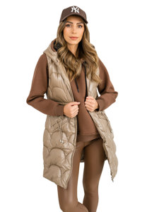 Bolf Damen Lange Steppweste Beige  B8172