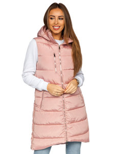 Bolf Damen Lange Steppweste Rosa  81261