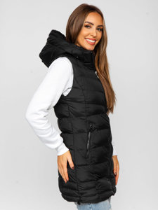 Bolf Damen Lange Steppweste Schwarz 7044