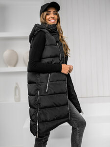 Bolf Damen Lange Steppweste Schwarz 81261C