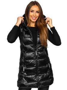 Bolf Damen Lange Steppweste Schwarz  B8107