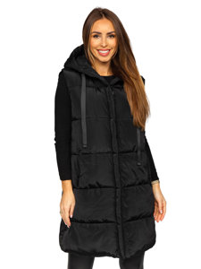 Bolf Damen Lange Steppweste oversize Schwarz  81266