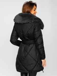 Bolf Damen Lange Winterjacke Schwarz  OMDL008