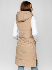 Bolf Damen Lange Zweiseitige Steppweste Beige  B8022