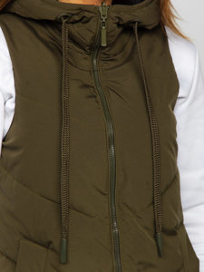 Bolf Damen Lange Zweiseitige Steppweste Khaki  B8022