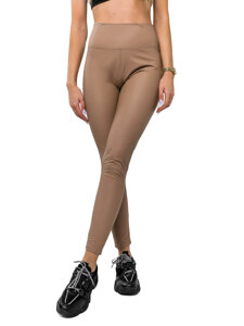 Bolf Damen Leggings Lederimitat Beige 2048