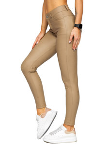 Bolf Damen Leggings Lederimitat Beige  DM850