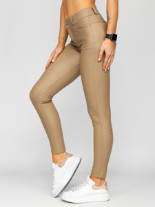 Bolf Damen Leggings Lederimitat Beige  DM850