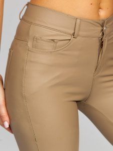 Bolf Damen Leggings Lederimitat Beige  DM850