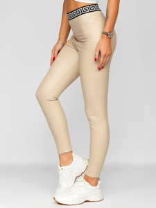 Bolf Damen Leggings Lederimitat Beige  MY16572