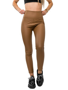 Bolf Damen Leggings Lederimitat Braun  2048