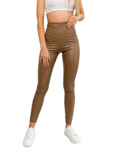 Bolf Damen Leggings Lederimitat Braun  W7528