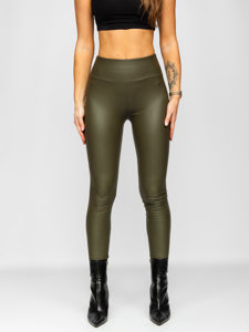 Bolf Damen Leggings Lederimitat Khaki  YY83NM