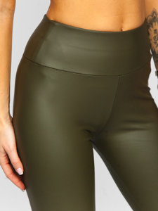 Bolf Damen Leggings Lederimitat Khaki  YY83NM