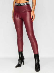 Bolf Damen Leggings Lederimitat Weinrot  MY16572