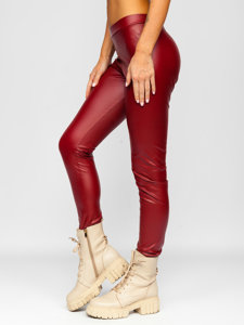 Bolf Damen Leggings Lederimitation Weinrot  0012