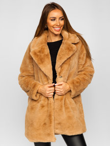 Bolf Damen Mantel Teddyfellmantel Camel  21131