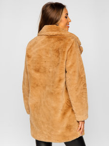 Bolf Damen Mantel Teddyfellmantel Camel  21131