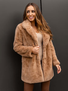 Bolf Damen Mantel Teddyfellmantel Camel  21131