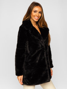 Bolf Damen Mantel Teddyfellmantel Schwarz  21131