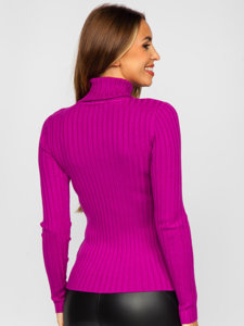 Bolf Damen Rollkeagen Strickpulli Fuchsia 5809