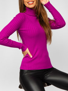 Bolf Damen Rollkeagen Strickpulli Fuchsia 5809