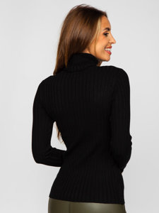 Bolf Damen Rollkeagen Strickpulli Schwarz 5809