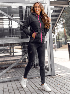 Bolf Damen Sportjacke Übergangsjacke Schwarz  KSW4002A