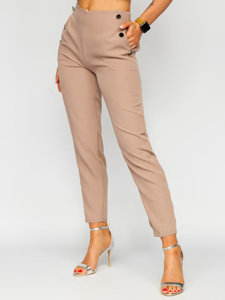 Bolf Damen Stoffhose mit dekorativen Knöpfen Cappuccino  8155