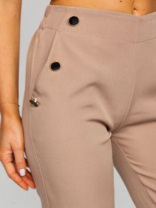 Bolf Damen Stoffhose mit dekorativen Knöpfen Cappuccino  8155