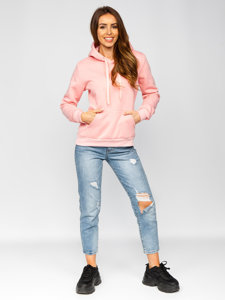 Bolf Damen Sweatshirt mit Kängurutasche Hellrosa  W02B-56