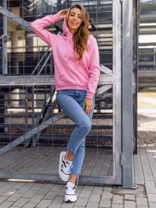 Bolf Damen Sweatshirt mit Kängurutasche  Rosa W02B