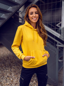 Bolf Damen Sweatshirt mit Kängurutsche Gelb  W02B