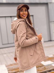 Bolf Damen Übergangsjacke Parka mit Kapuze Beige  7038A