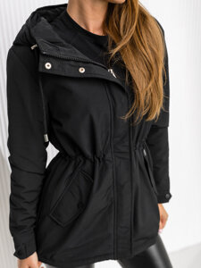 Bolf Damen Übergangsjacke Parka mit Kapuze Schwarz  7038