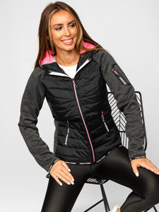 Bolf Damen Übergangsjacke Sport Jacke Schwarz  KSW4004