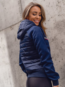 Bolf Damen Übergangsjacke mit Kapuze Dunkelblau  KSW4012A