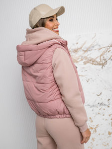 Bolf Damen Warme Steppweste mit Kapuze Puderpink  16M9091