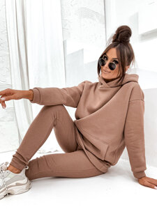 Bolf Damen Warmer Kapuzenpullover mit Kängurutasche Cappuccino  8217