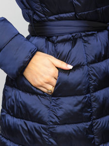 Bolf Damen Winterjacke Lang Dunkelblau  J9061