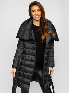 Bolf Damen Winterjacke Lang Schwarz  J9061